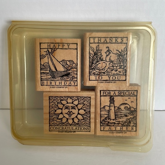 Stampin Up! Wonderful Woodwork Stamps set of 4 - Picture 1 of 10